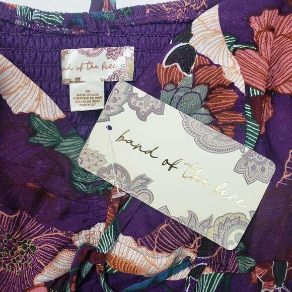 Band Of The Free Floriane LS Blouse Womens Medium Purple Ivory Boho Coquette NWT - Picture 10 of 16